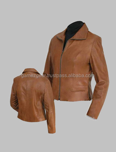 Dames Veste En Cuir Marron - Product Image 1