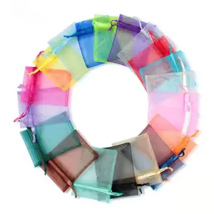 포장 파우치 다채로운 Suppliers-사용자 정의 파우치 인쇄 로고 순수 컬러 7*9cm 포장 가방 장식 드로어 블 가방 Organza 선물 파우치