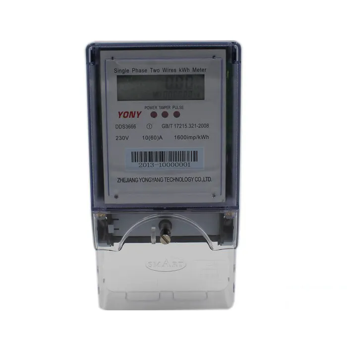 LCD Display When Power Off Single Phase Digital Electric Kwh Meter With Reverse And Backup Function