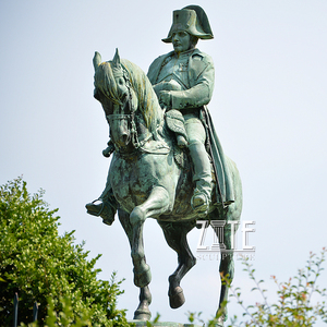 Popular patina vida tamaño figura estatua de bronce-Napoleón montar en caballo escultura