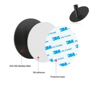 Toallero de Pared Negro, Ganchos Autoadhesivos Cuadrados para Baño, Ganchos de Acero Inoxidable - Product Image 4