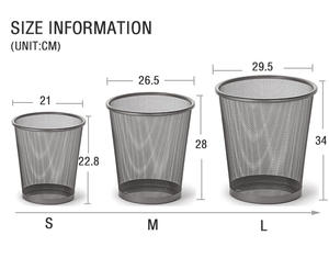 سلة مهملات منزلية دائرية سوداء من الورق، سلة نفايات شبكية معدنية، سلة ورق زخرفية - Product Image 6