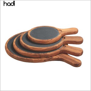 Bandeja de Servicio de Madera de Pizarra Negra para Buffet, Plato de <span class=keywords><strong>Pizza</strong></span> de Madera de Ébano con Asa para Hoteles y Restaurantes, Suministros para Restaurantes Guangzhou Hadi - Product Image 1