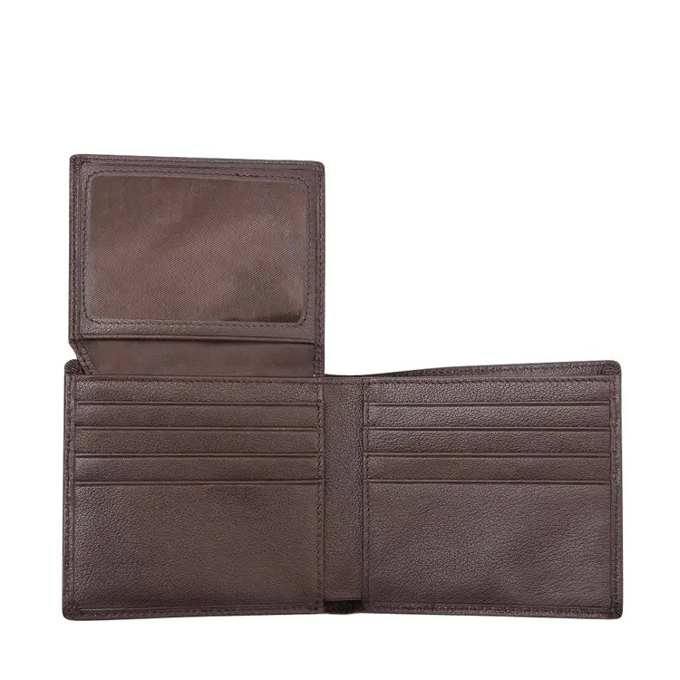 Slim full grain leather wallet men nappa leather wallet flap id window rfid blocking wallet