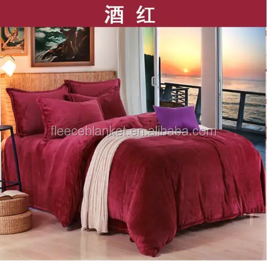 الأحمر المعزي مخصص الحديثة سرير حجم كينج الفراش الملك المعزي مجموعة فاخرة الصلبة الفانيلا الصوف مبطن بطانية