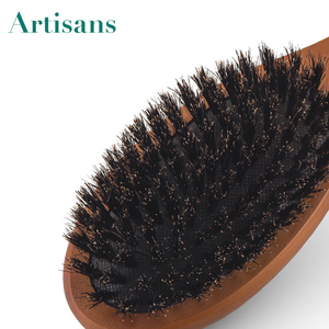 Venta caliente Brown de madera con cerdas de jabalí cepillo de pelo masaje del <span class=keywords><strong>cuero</strong></span> <span class=keywords><strong>cabelludo</strong></span> del pelo peine para las mujeres - Product Image 3