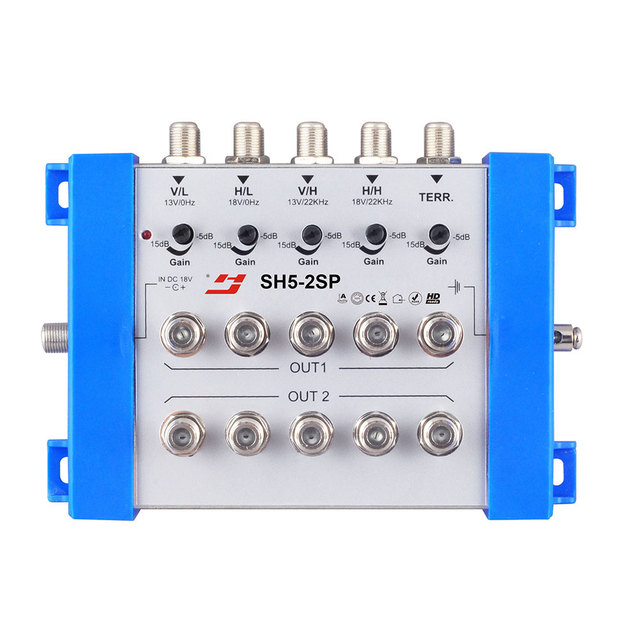 5 Input 2 Way 5-2500mhz Satellite /catv Splitter