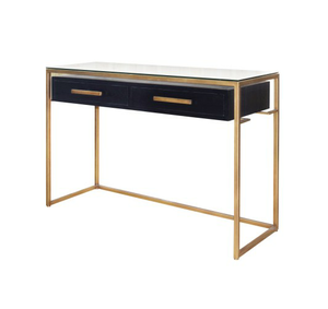 Mesa de lujo con diseño moderno y contemporáneo, consola superior de metal dorado y blanco, con cajón, vestíbulo, muebles - Product Image 2