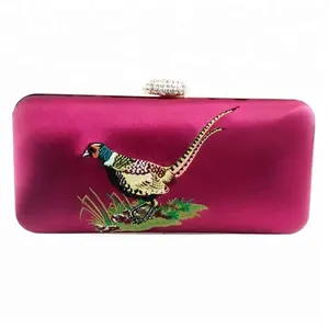 Customizable style and products embroidered pheasant elegant clutch bags