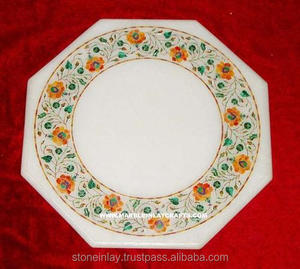 Fabriqué à la main Belle Table Basse En Marqueterie De Marbre Tops - Product Image 1