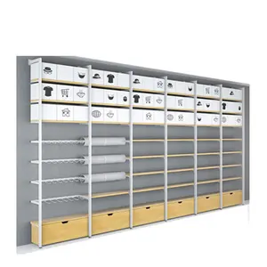 Fashion style cosmetic retail display racks wooden and metal supermarket display stand for shop