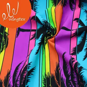 कोई MOQ 190gsm 82% नायलॉन 18% स्पैन्डेक्स मुद्रित Swimwear के रंगीन उष्णकटिबंधीय पैटर्न बिकनी मुद्रण कपड़े - Product Image 1