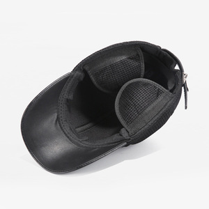 Factura de Encargo al por mayor de Alta Calidad de Cuero a cuadros Gorra de Béisbol adulto orejeras Sombreros - Product Image 4