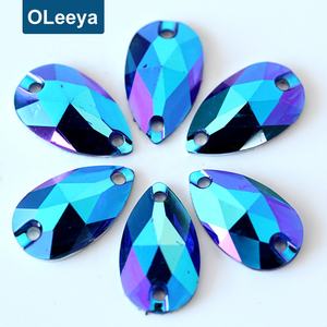 Oleeya 핫 세일 16mm 수지 크리스탈 AB 삼각형 보석 플랫 백 바느질 모조 다이아몬드 신발에 - Product Image 6