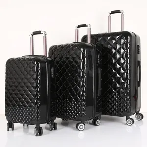 glossy black TSA lock 4 Wheel Spinner ABS PC luggage 3 Piece plastic Hardside luggage Suitcase