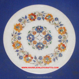 Assiette d'art luxueuse en marbre incrusté, faite à la main - Product Image 1