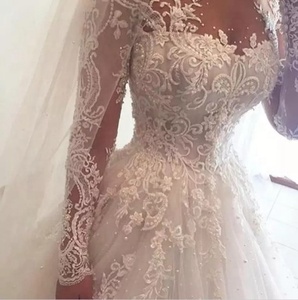 Elegante <span class=keywords><strong>abito</strong></span> di Sfera di <span class=keywords><strong>Tulle</strong></span> <span class=keywords><strong>Maniche</strong></span> Lunghe Da Sposa <span class=keywords><strong>Abito</strong></span> Da Sposa - Product Image 2
