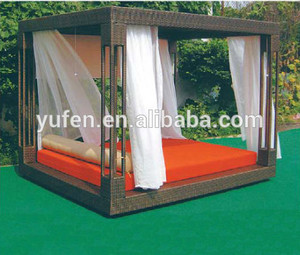 سرير استلقاء خارجي من الألومنيوم والراتان للحدائق - Product Image 2