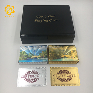 Thẻ Chơi Bài Lá Vàng 24K Dubai Burj Al Arab Thẻ Trò Chơi Lá Vàng Và Bạc Đầy Màu Sắc Hộp Gỗ Đen - Product Image 4