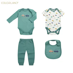 Colorland yeni tasarım 100% pamuk bebek tulumu bebek giysileri seti
