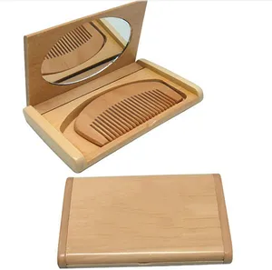 Best selling high quality mini comb set high-end wooden mirror