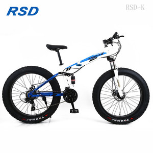 Precio al por mayor, bicicleta fatbike de acero, neumático ancho de 26 pulgadas, suspensión completa, lata plegable para nieve, freno de disco Doble - Product Image 1