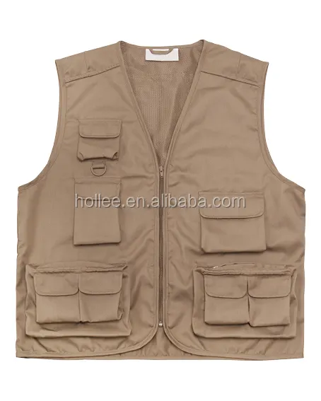 100% cotton or T/C fabric cheap Multipocket Fishing Vest