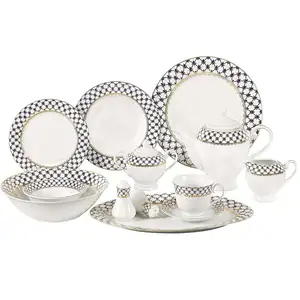 Conjuntos de louça de porcelana de fábrica com 47 peças, conjuntos de jantar luxuosos/cerâmica para 8