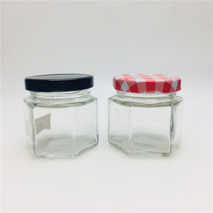 Mini <span class=keywords><strong>pot</strong></span> à <span class=keywords><strong>confiture</strong></span> en verre hexagonal <span class=keywords><strong>de</strong></span> 40 ml, <span class=keywords><strong>pot</strong></span> à miel avec couvercles noirs, vente en gros, sans plomb - Product Image 5