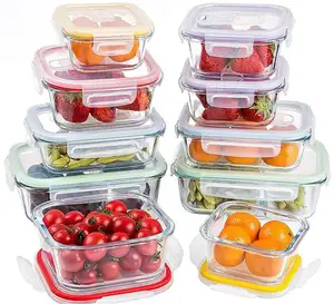 Recipientes de armazenamento de alimentos, recipientes borosilicados para armazenar alimentos, recipientes e tampas ventiladas sem bpa, vedação hermética, 20 peças