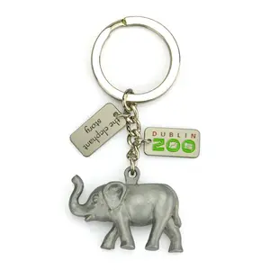 China Artigifts Keyring Maker Custom Made Metal Sublimation Elephant Key Chain Thailand Souven Key Rings 3D Keychain