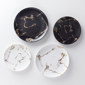 عشاء رخامي ذهبي فاخر غير لامع لحفلات الزفاف من البورسلين الأبيض لأدوات مائدة المطاعم - Product Image 1