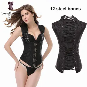 Dropship Women Corset Bustier Overbust Lace Up Boned Top Waist