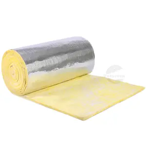 Fireproof Aluminum Foil Faced duct heat insulation 50mm soundproof glass wool roll blanket