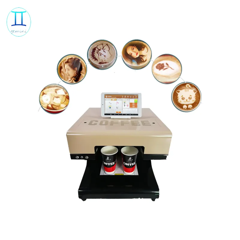 1 2 3 4 Cups Automatische Selfie Koffie Printer/Eetbare Inkt Koffie Printer Machine Prijs Met Tablet