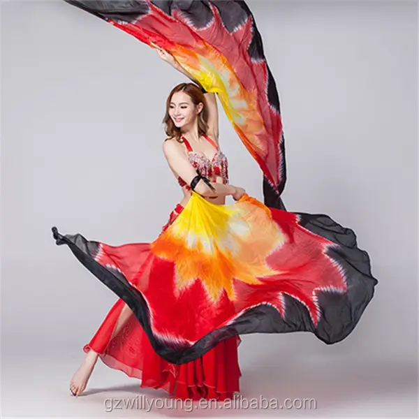 Belly Dance New Silk Isis Wings High Quality Dancing Real Silk Wings Belly Dance Silk Veils 2PCS/LOT