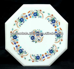 Plateaux de table basse décoratifs en marbre de forme octogonale - Product Image 1
