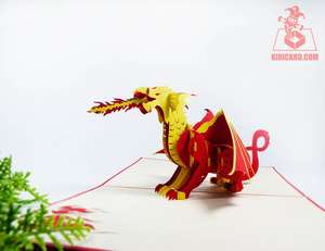 Gran oferta, tarjeta de felicitación 3D, nuevo diseño, Animal de dragón rojo emergente para cumpleaños, recuerdo de papel artesanal de estilo hecho a mano - Product Image 5