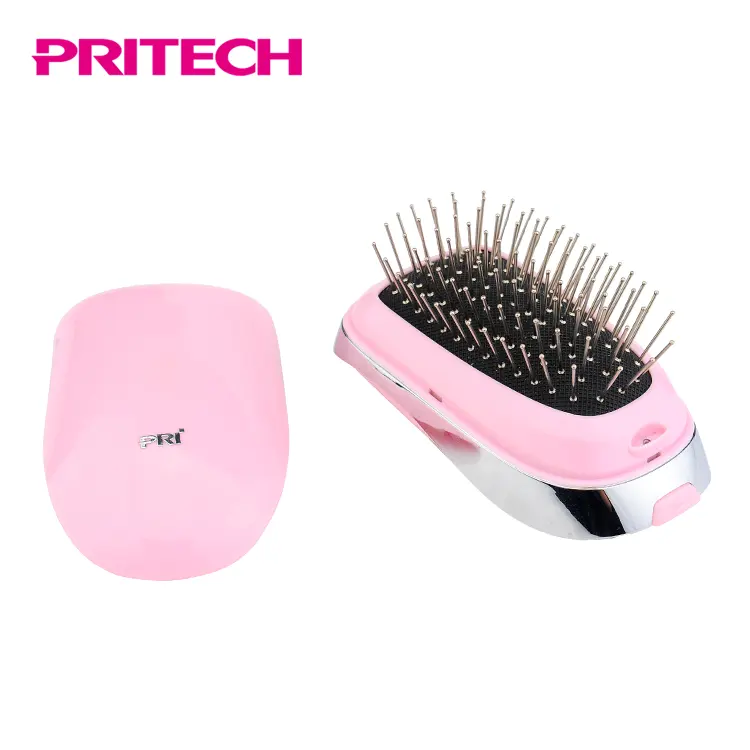 PRITECH-cepillo de pelo compacto iónico, marca privada, color rosa