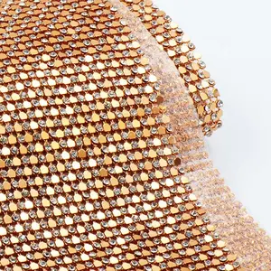 120cmx45cm malha dourada brilhante, cristal strass malha aparar para decoração do fantasia