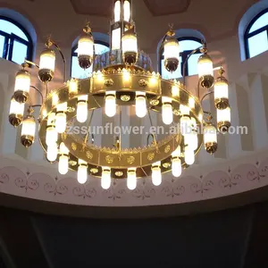 Fas aydınlatma islam avize dekorasyon altın kaplama demir camii büyük avize aydınlatma