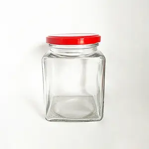 Clear Lege Voedsel Opslag Glazen Pot Polygon Glazen Pot Met Schroefdeksel Vierkante Glazen Voedsel Jar