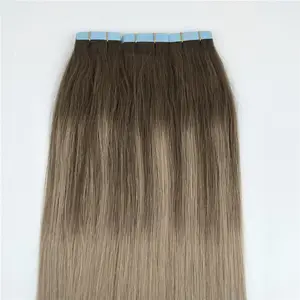 머리 연장에 있는 도매 테이프 고품질 ombre balayage 유럽 테이프 머리 연장 하이라이트 러시아 머리 연장