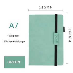 Diario de tapa dura de cuero PU personalizado A7, cuaderno de bolsillo de nuevo diseño con banda elástica y portalápices, <span class=keywords><strong>Agenda</strong></span> de diario - Product Image 1