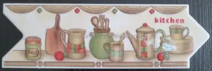 Azulejos de borde de cerámica para cocina, Listeles de cocina de 8x25cm