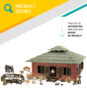 Jouets en plastique de la jungle en gros, animaux sauvages en vrac avec des noms et une maison de chasseur - Product Image 2