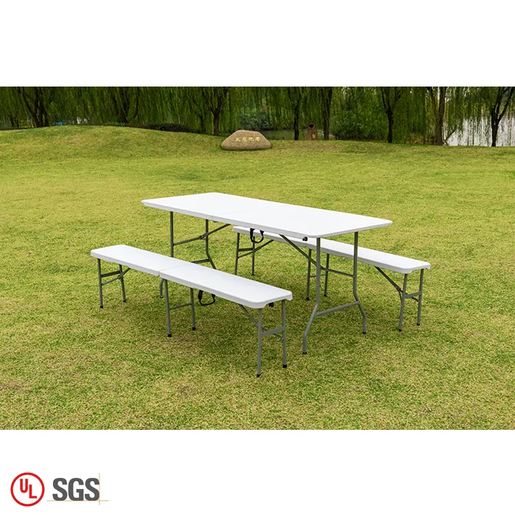 White Folding Table ZL-Z180-4 Waterproof White Portable Plastic Folding Table Picnic Table And Benches