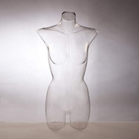 Mannequin de buste féminin transparent en plastique pour soutien-gorge, lingerie, vêtements de dessous, torse