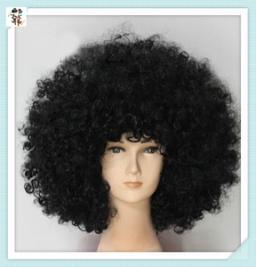 Fãs De Futebol Louco Festa Fantasia Vestido Barato Curto Encaracolado Preto <span class=keywords><strong>Afro</strong></span> Perucas HPC-1323