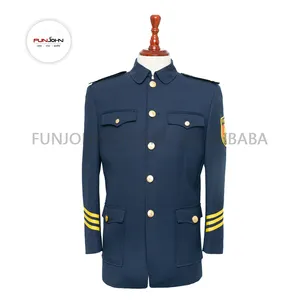 Rayon Stoff Männer blau Uniform Kleid Design Guard Doorman Sicherheits uniform mit chinesischen Kragen für die Zeremonie